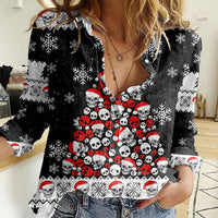 Skull Santa Women Casual Shirt Tree Skull Santa Ugly Christmas - Wonder Print Shop