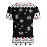 Skull Santa Women V Neck T Shirt Tree Skull Santa Ugly Christmas - Wonder Print Shop