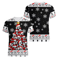 Skull Santa Women V Neck T Shirt Tree Skull Santa Ugly Christmas - Wonder Print Shop