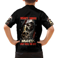 Skeleton Santa Claus Family Matching Long Sleeve Bodycon Dress and Hawaiian Shirt Sorry Santa Naughty Just Feels So Nice - Wonder Print Shop