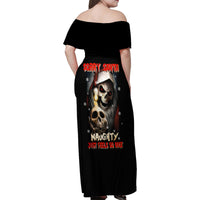 Skeleton Santa Claus Family Matching Off Shoulder Maxi Dress and Hawaiian Shirt Sorry Santa Naughty Just Feels So Nice - Wonder Print Shop