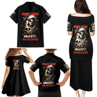 Skeleton Santa Claus Family Matching Puletasi Dress and Hawaiian Shirt Sorry Santa Naughty Just Feels So Nice - Wonder Print Shop