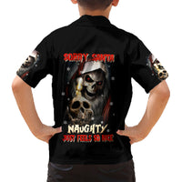 Skeleton Santa Claus Family Matching Short Sleeve Bodycon Dress and Hawaiian Shirt Sorry Santa Naughty Just Feels So Nice - Wonder Print Shop