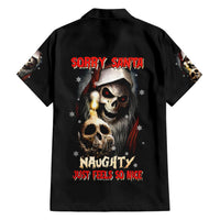 Skeleton Santa Claus Family Matching Short Sleeve Bodycon Dress and Hawaiian Shirt Sorry Santa Naughty Just Feels So Nice - Wonder Print Shop