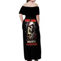 Skeleton Santa Claus Off Shoulder Maxi Dress Sorry Santa Naughty Just Feels So Nice - Wonder Print Shop