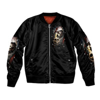Skeleton Santa Claus Sleeve Zip Bomber Jacket Sorry Santa Naughty Just Feels So Nice - Wonder Print Shop