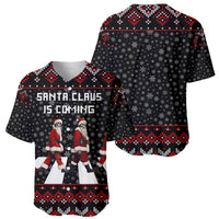 Skeleton Santa Claus Baseball Jersey Santa Claus Is Coming Cross Street - Wonder Print Shop