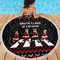Skeleton Santa Claus Beach Blanket Santa Claus Is Coming Cross Street - Wonder Print Shop