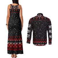 Skeleton Santa Claus Couples Matching Tank Maxi Dress and Long Sleeve Button Shirt Santa Claus Is Coming Cross Street - Wonder Print Shop