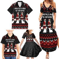 Skeleton Santa Claus Family Matching Summer Maxi Dress and Hawaiian Shirt Santa Claus Is Coming Cross Street - Wonder Print Shop