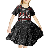 Skeleton Santa Claus Kid Short Sleeve Dress Santa Claus Is Coming Cross Street - Wonder Print Shop