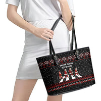 Skeleton Santa Claus Leather Tote Bag Santa Claus Is Coming Cross Street - Wonder Print Shop