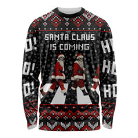 Skeleton Santa Claus Long Sleeve Shirt Santa Claus Is Coming Cross Street - Wonder Print Shop