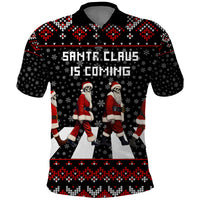 Skeleton Santa Claus Polo Shirt Santa Claus Is Coming Cross Street - Wonder Print Shop