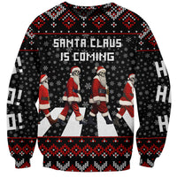 Skeleton Santa Claus Sweatshirt Santa Claus Is Coming Cross Street - Wonder Print Shop