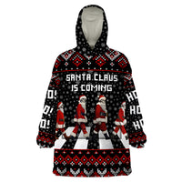 Skeleton Santa Claus Wearable Blanket Hoodie Santa Claus Is Coming Cross Street - Wonder Print Shop