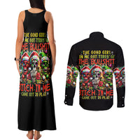 Sugar Skull Santa Couples Matching Tank Maxi Dress and Long Sleeve Button Shirt The Good Girl In Me Got Tired So Bitch In Me Came Out - Wonder Print Shop