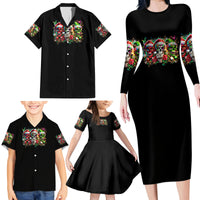 Sugar Skull Santa Family Matching Long Sleeve Bodycon Dress and Hawaiian Shirt The Good Girl In Me Got Tired So Bitch In Me Came Out - Wonder Print Shop