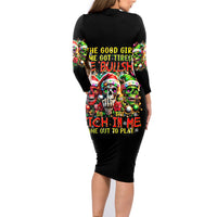 Sugar Skull Santa Family Matching Long Sleeve Bodycon Dress and Hawaiian Shirt The Good Girl In Me Got Tired So Bitch In Me Came Out - Wonder Print Shop
