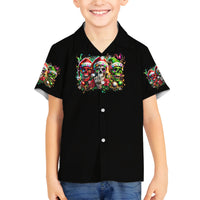 Sugar Skull Santa Family Matching Off Shoulder Long Sleeve Dress and Hawaiian Shirt The Good Girl In Me Got Tired So Bitch In Me Came Out - Wonder Print Shop