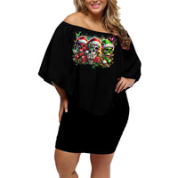 Sugar Skull Santa Family Matching Off Shoulder Short Dress and Hawaiian Shirt The Good Girl In Me Got Tired So Bitch In Me Came Out - Wonder Print Shop