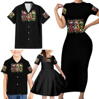 Sugar Skull Santa Family Matching Short Sleeve Bodycon Dress and Hawaiian Shirt The Good Girl In Me Got Tired So Bitch In Me Came Out - Wonder Print Shop
