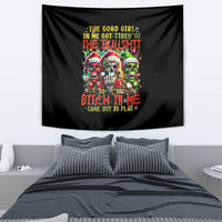 Sugar Skull Santa Tapestry The Good Girl In Me Got Tired So Bitch In Me Came Out - Wonder Print Shop