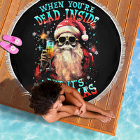 Skeleton Santa Claus Beach Blanket Whe You're Dead Inside But It's Christmas - Wonder Print Shop