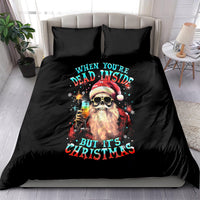 Skeleton Santa Claus Bedding Set Whe You're Dead Inside But It's Christmas - Wonder Print Shop