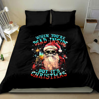 Skeleton Santa Claus Bedding Set Whe You're Dead Inside But It's Christmas - Wonder Print Shop