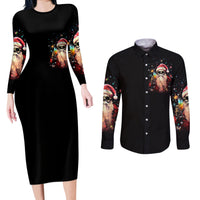 Skeleton Santa Claus Couples Matching Long Sleeve Bodycon Dress and Long Sleeve Button Shirt Whe You're Dead Inside But It's Christmas - Wonder Print Shop
