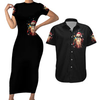Skeleton Santa Claus Couples Matching Short Sleeve Bodycon Dress and Hawaiian Shirt Whe You're Dead Inside But It's Christmas - Wonder Print Shop