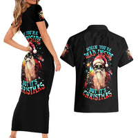 Skeleton Santa Claus Couples Matching Short Sleeve Bodycon Dress and Hawaiian Shirt Whe You're Dead Inside But It's Christmas - Wonder Print Shop