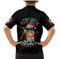 Skeleton Santa Claus Family Matching Mermaid Dress and Hawaiian Shirt Whe You're Dead Inside But It's Christmas - Wonder Print Shop