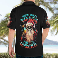 Skeleton Santa Claus Hawaiian Shirt Whe You're Dead Inside But It's Christmas - Wonder Print Shop