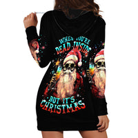 Skeleton Santa Claus Hoodie Dress Whe You're Dead Inside But It's Christmas - Wonder Print Shop
