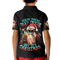 Skeleton Santa Claus Kid Polo Shirt Whe You're Dead Inside But It's Christmas - Wonder Print Shop