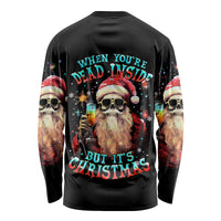 Skeleton Santa Claus Long Sleeve Shirt Whe You're Dead Inside But It's Christmas - Wonder Print Shop
