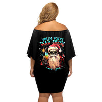 Skeleton Santa Claus Off Shoulder Short Dress Whe You're Dead Inside But It's Christmas - Wonder Print Shop