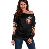 Skeleton Santa Claus Off Shoulder Sweater Whe You're Dead Inside But It's Christmas - Wonder Print Shop