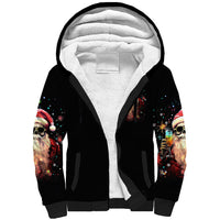 Skeleton Santa Claus Sherpa Hoodie Whe You're Dead Inside But It's Christmas - Wonder Print Shop