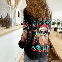 Skeleton Santa Claus Women Casual Shirt Whe You're Dead Inside But It's Christmas - Wonder Print Shop