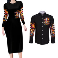 Lady Skull Couples Matching Long Sleeve Bodycon Dress and Long Sleeve Button Shirt Yes I'm A Bitch But Not Yours - Wonder Print Shop