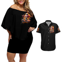 Lady Skull Couples Matching Off Shoulder Short Dress and Hawaiian Shirt Yes I'm A Bitch But Not Yours - Wonder Print Shop
