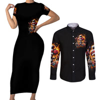 Lady Skull Couples Matching Short Sleeve Bodycon Dress and Long Sleeve Button Shirt Yes I'm A Bitch But Not Yours - Wonder Print Shop