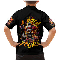 Lady Skull Family Matching Mermaid Dress and Hawaiian Shirt Yes I'm A Bitch But Not Yours - Wonder Print Shop