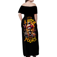 Lady Skull Family Matching Off Shoulder Maxi Dress and Hawaiian Shirt Yes I'm A Bitch But Not Yours - Wonder Print Shop