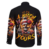 Lady Skull Family Matching Short Sleeve Bodycon Dress and Hawaiian Shirt Yes I'm A Bitch But Not Yours - Wonder Print Shop