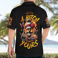 Lady Skull Hawaiian Shirt Yes I'm A Bitch But Not Yours - Wonder Print Shop