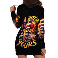 Lady Skull Hoodie Dress Yes I'm A Bitch But Not Yours - Wonder Print Shop